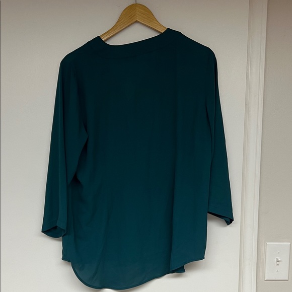 VanHeusen Deep Teal V-Neck Long Sleeve Blouse - Picture 3 of 3